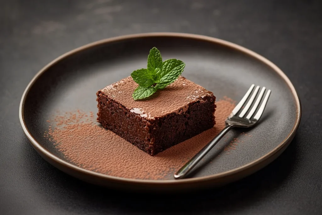 Low Calorie Brownies: Guilt-Free Indulgence with Delicious Recipes 4 A freshly baked brownie slice served on a wooden plate
