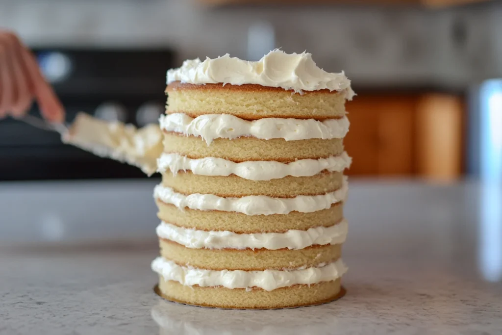 Assembling layers for the Barbie doll cake