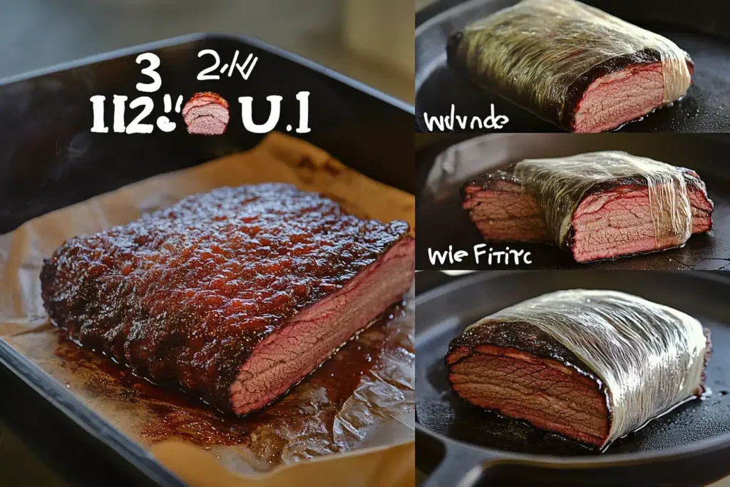 Infographic showing 3/2:1 rule brisket cooking stages