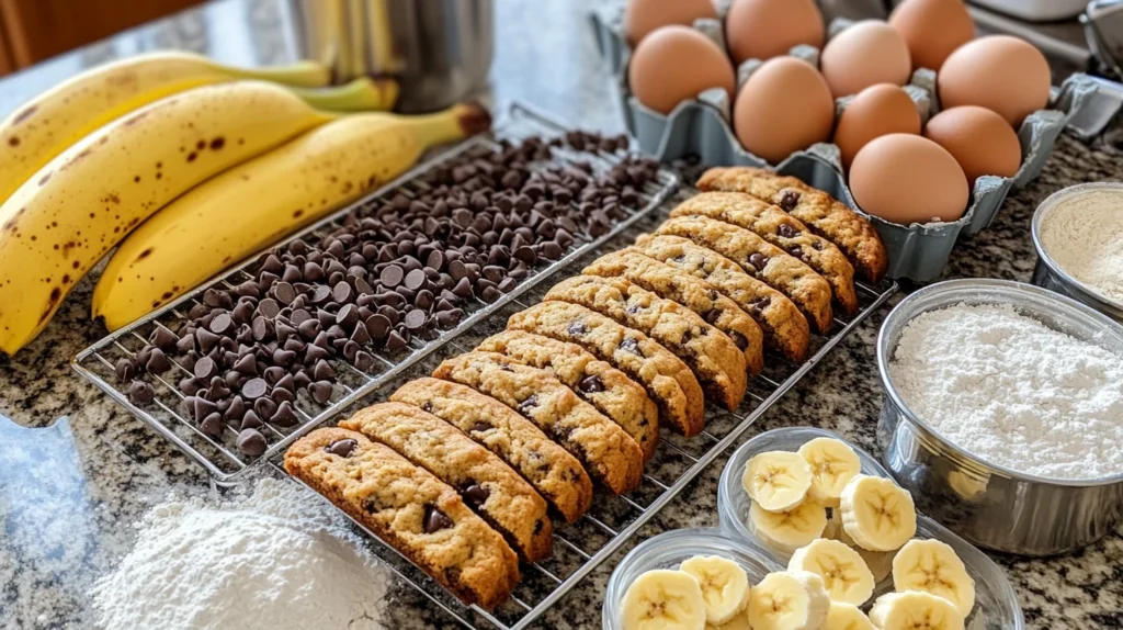 Banana Bread Cookies: A Flavorful Treat You’ll Love Baking 2 Ingredients for banana bread cookies, including bananas, flour, eggs, sugar, and optional chocolate chips