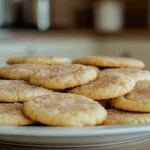 Plate of freshly baked cinnamon cookies with cinnamon sugar