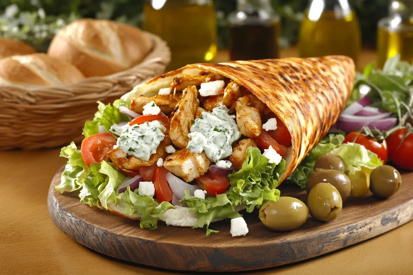 Authentic Greek Chicken Gyro with Fresh Ingredients