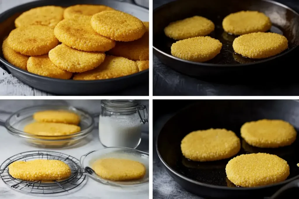 Step-by-step process of making grits patties