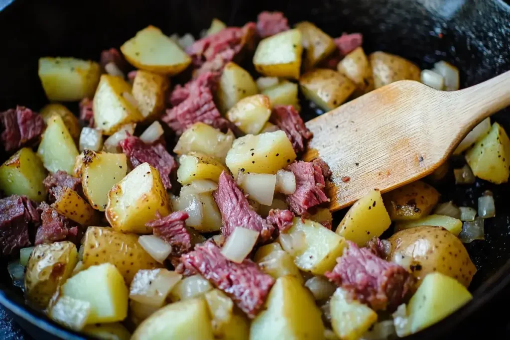 Cooking Corned Beef Hash in a Skillet