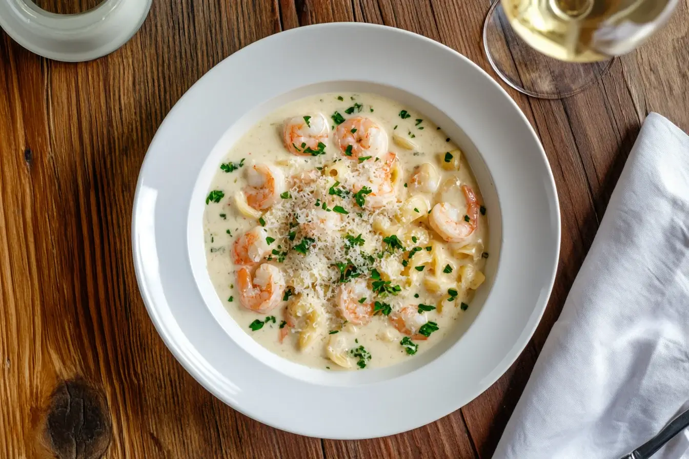 Creamy Shrimp Pasta Dish with Garnishes