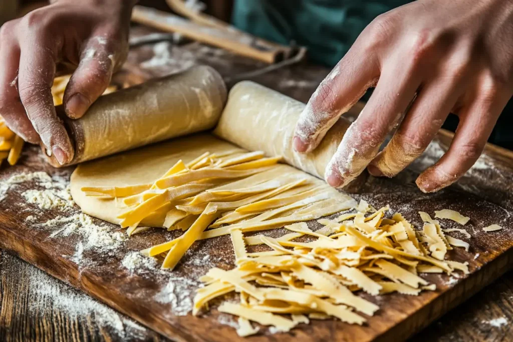 Homemade high-protein pasta dough preparation