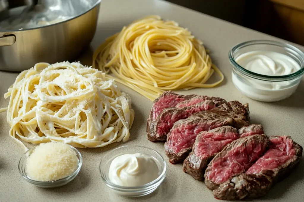 Ingredients for Steak Alfredo Recipe