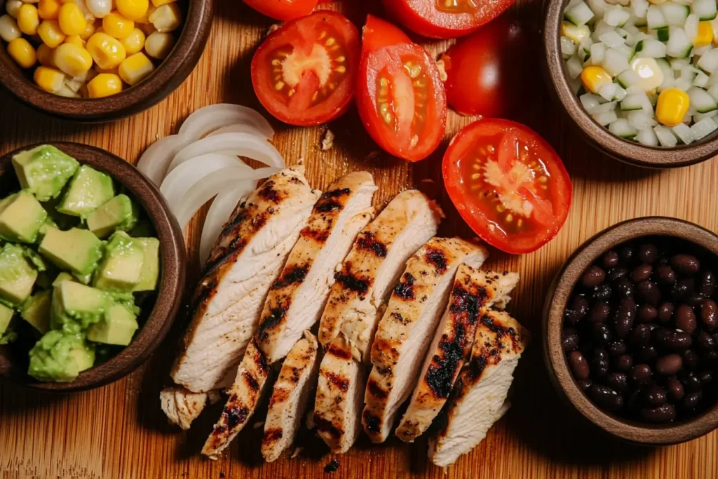 The Ultimate Guide to Southwest Chicken Salad: Recipes, Variations, and Tips 2 Southwest Chicken Salad Ingredients Ready for Preparation