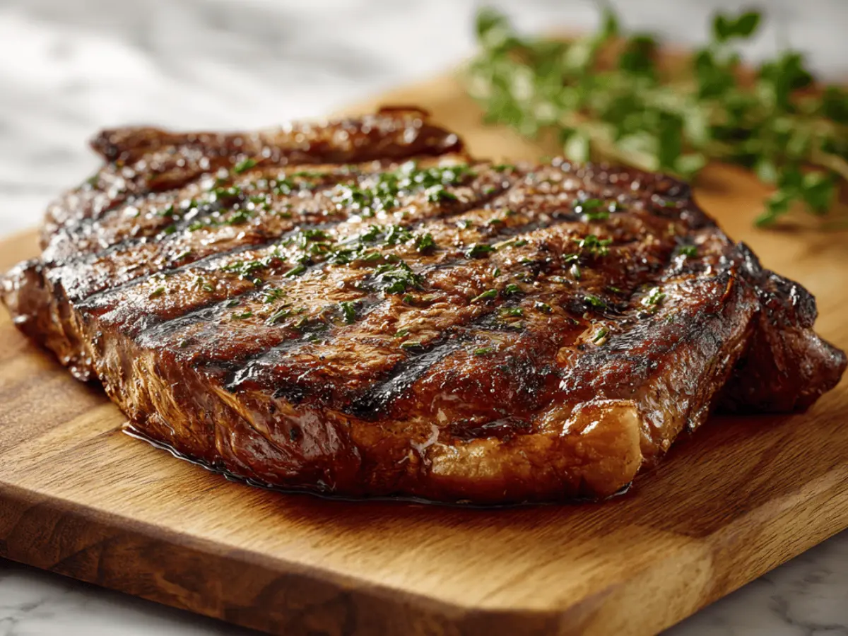 How is chuck steak best cooked with a tender sear on a bright marble surface