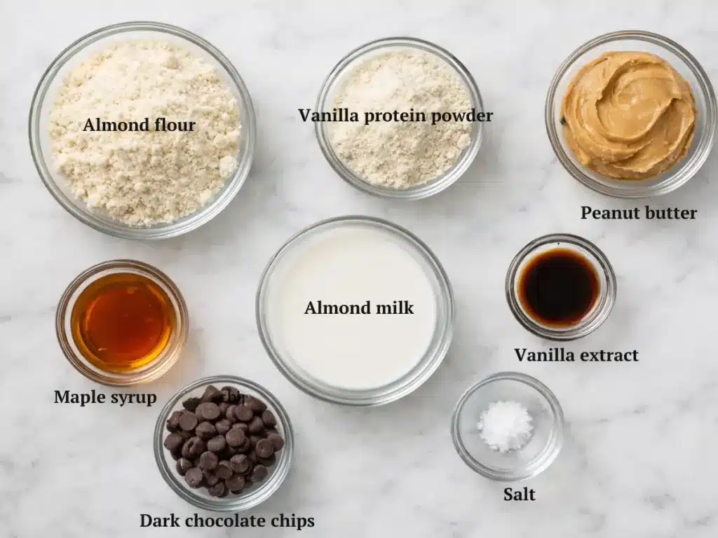 Ingredients used to make edible protein cookie dough