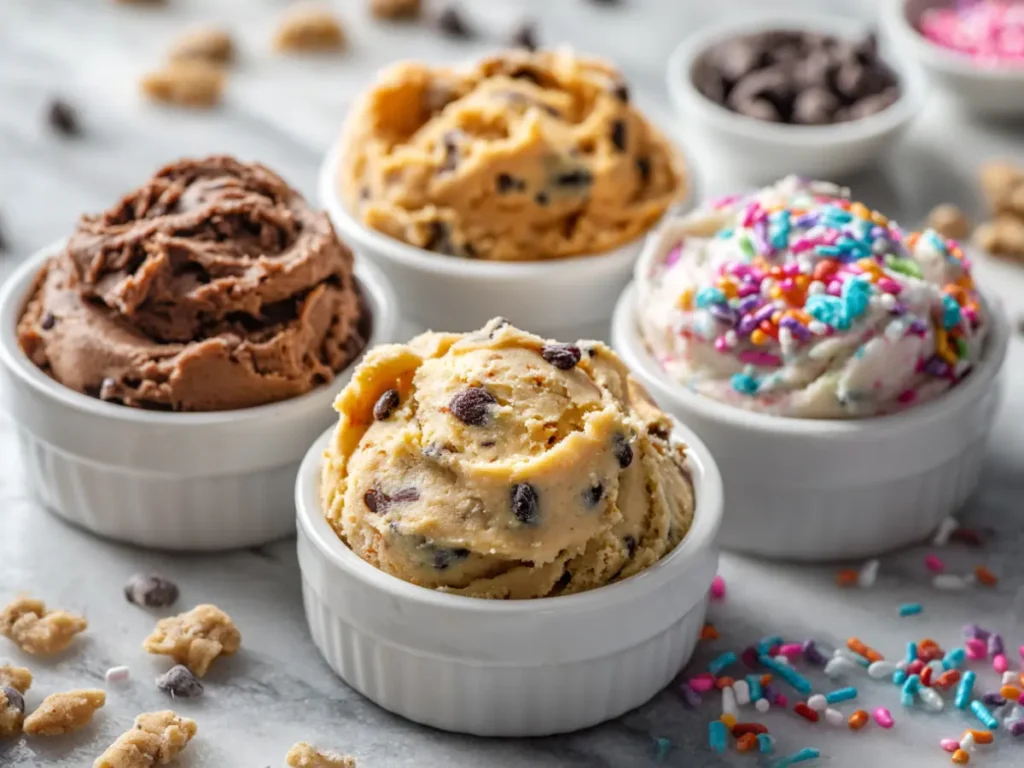 Different flavors of high protein cookie dough variations