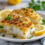 baked haddock recipe with crispy topping and lemon