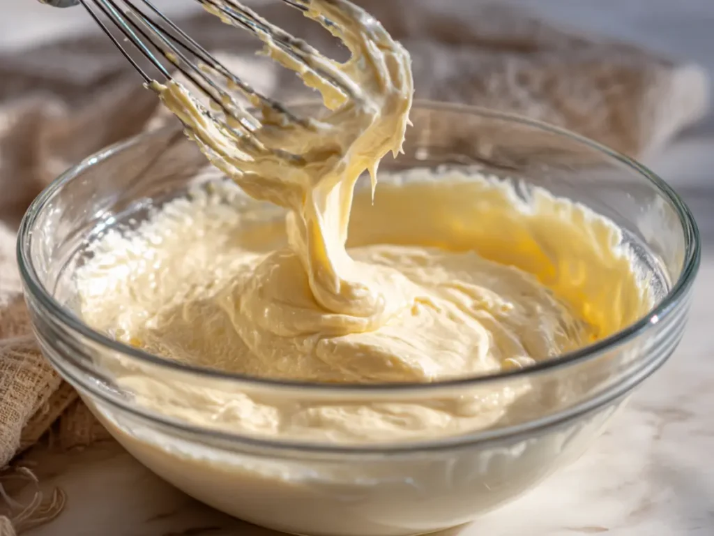 mixing no bake Cheesecake filling to smooth texture