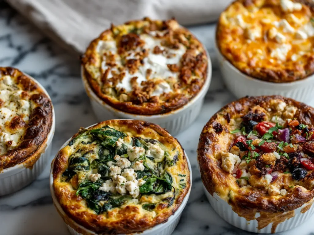 Different variations of cottage cheese pizza bowls