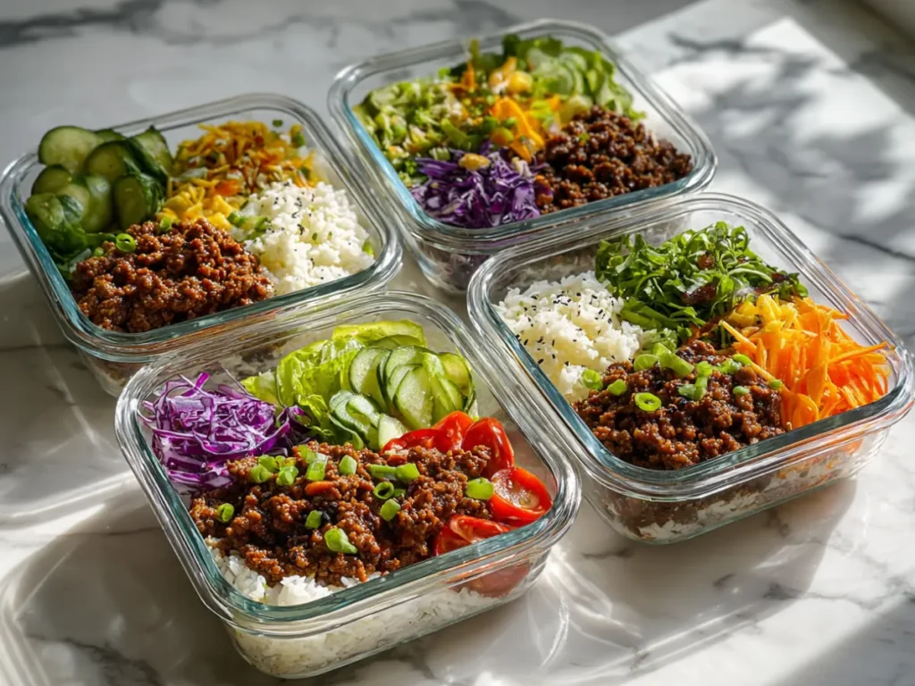 Meal prep hot honey ground beef bowl variations