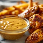 Hot honey ranch sauce served as creamy sweet and spicy dip over crispy wings