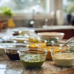 Macro friendly sauces prepared for healthy meals and meal prep