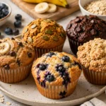 Healthy Muffin Recipes with assorted wholesome homemade muffins