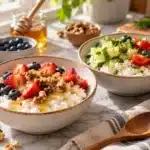 What does cottage cheese mix well with? Sweet and savory bowls with fresh fruit, vegetables, and herbs