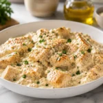 Chicken cottage cheese recipe with creamy Parmesan sauce and fresh parsley