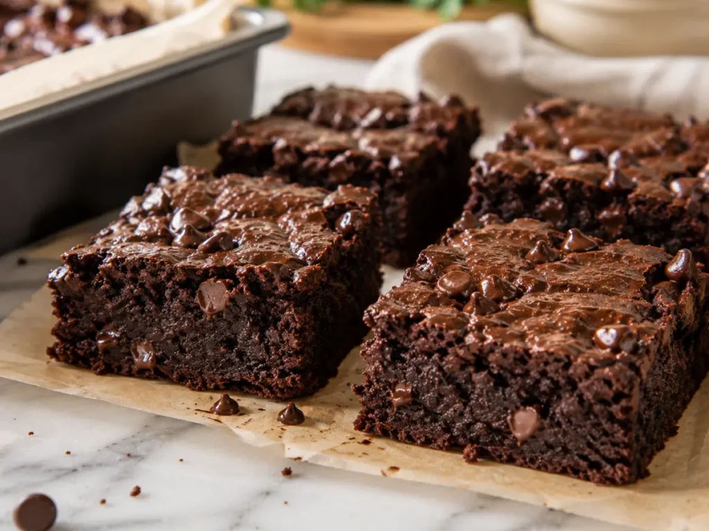 Fudgy sweet potato brownies showing moist centers and set edges