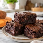 Sweet potato Brownies with fudgy chocolate centers and melted dark chocolate chips