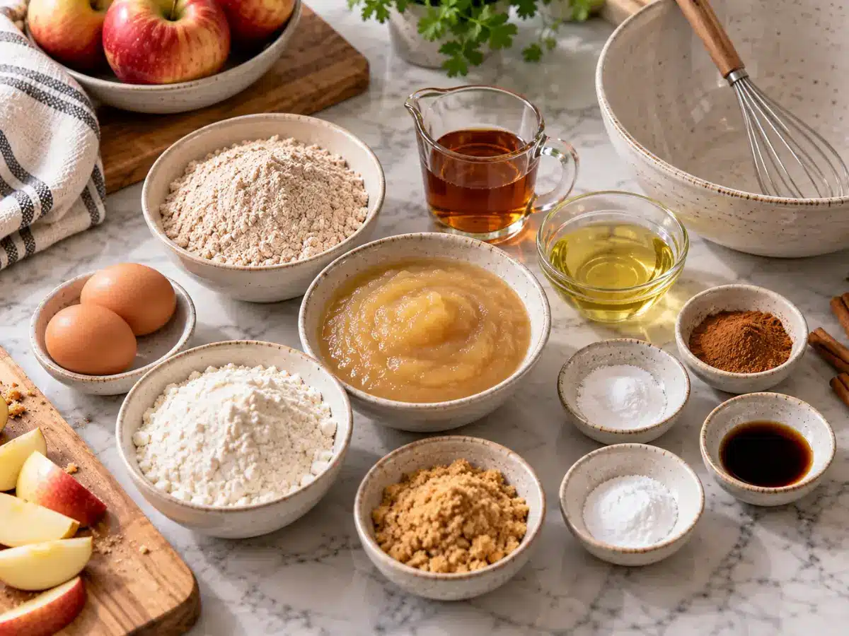 Applesauce Muffins: Easy, Moist and Flavorful 2 Ingredients measured and ready for making homemade applesauce muffins.