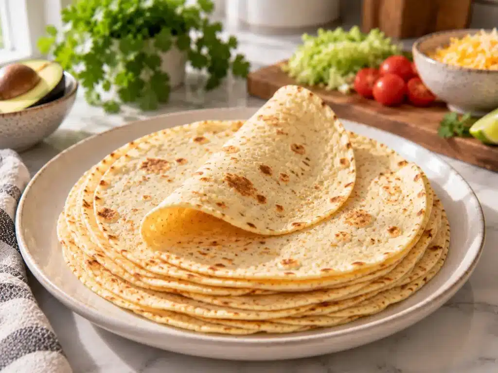 Finished thin tortillas folded easily without tearing or cracking