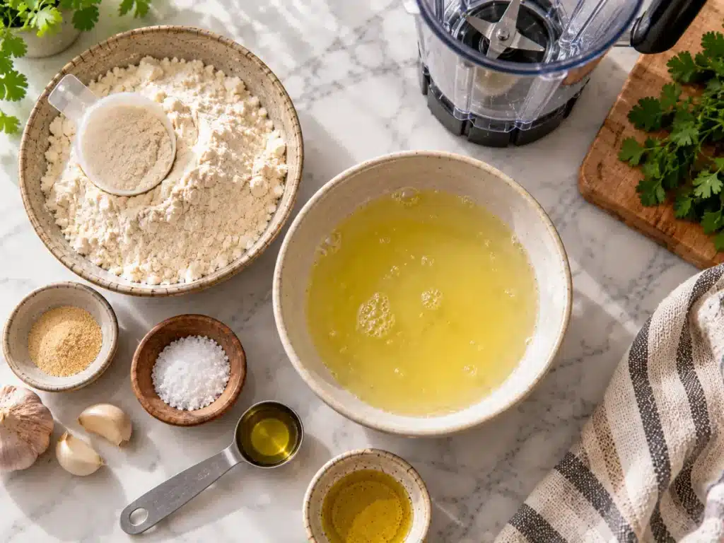Egg whites, protein isolate, seasonings, and oil prepared for homemade zero carb tortillas